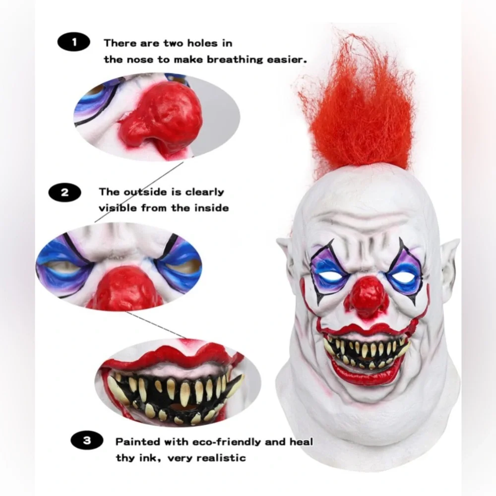 Joker Clown Mask Evil Demon Scary Masks for Adults Halloween. NEW!!!